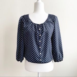 The Limited Polka Dot Quarter-Sleeve Top Size XS